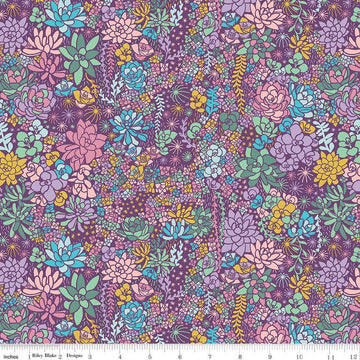 SALE Arid Oasis Main C12490 Grape - Riley Blake Designs - Succulents Succulent Plants - Quilting Cotton Fabric