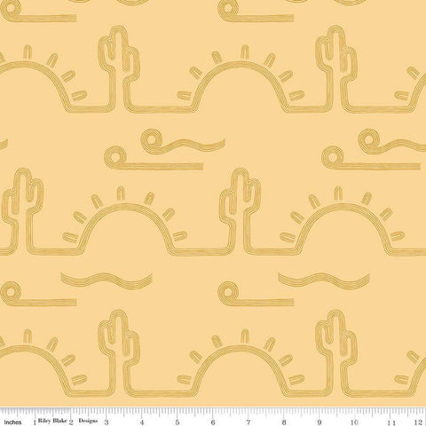 Arid Oasis Desert Sunrise C12492 Beehive by Riley Blake Designs - Cactus Cacti Sun Line-Drawn - Quilting Cotton Fabric