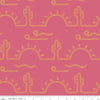 CLEARANCE Arid Oasis Desert Sunrise C12492 Raspberry - Riley Blake Designs - Cactus Cacti Sun Line-Drawn - Quilting Cotton Fabric
