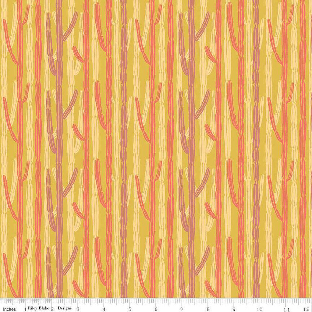CLEARANCE Arid Oasis Candelabra C12493 Mustard by Riley Blake Designs - Cactus Stripes Striped - Quilting Cotton Fabric