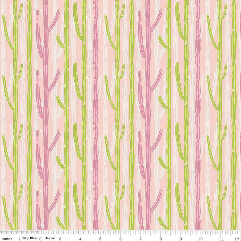 CLEARANCE Arid Oasis Candelabra C12493 Pink by Riley Blake - Cactus Stripes Striped - Quilting Cotton Fabric
