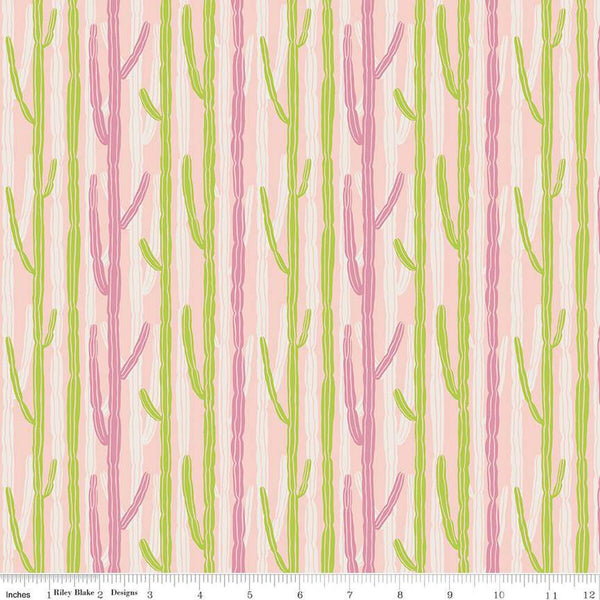 19" End of Bolt - CLEARANCE Arid Oasis Candelabra C12493 Pink by Riley Blake - Cactus Stripes Striped - Quilting Cotton Fabric