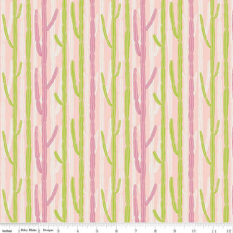 19" End of Bolt - CLEARANCE Arid Oasis Candelabra C12493 Pink by Riley Blake - Cactus Stripes Striped - Quilting Cotton Fabric