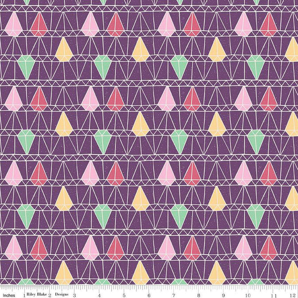 CLEARANCE Arid Oasis Greenhouse Window C12494 Grape by Riley Blake Designs - Geometric Diamonds - Quilting Cotton Fabric