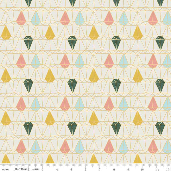 CLEARANCE Arid Oasis Greenhouse Window C12494 Off White by Riley Blake Designs - Geometric Diamonds - Quilting Cotton Fabric