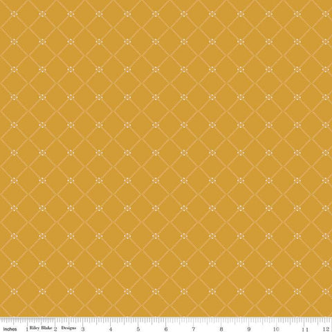 SALE Fairy Dust Diamonds C12445 Mustard - Riley Blake Designs - Geometric Lattice - Quilting Cotton Fabric