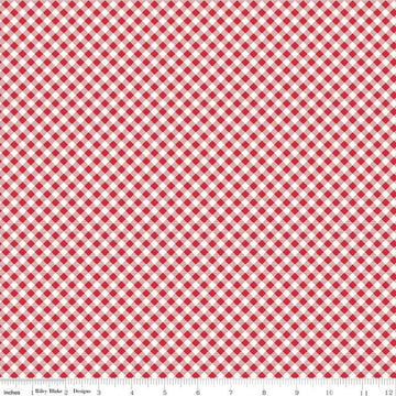 DEAL Bee Ginghams Carolyn C12551 Red - Riley Blake Designs - 3/16" Diagonal Plaid Checks - Lori Holt - Quilting Cotton Fabric