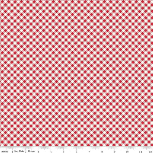 DEAL Bee Ginghams Carolyn C12551 Red - Riley Blake Designs - 3/16" Diagonal Plaid Checks - Lori Holt - Quilting Cotton Fabric