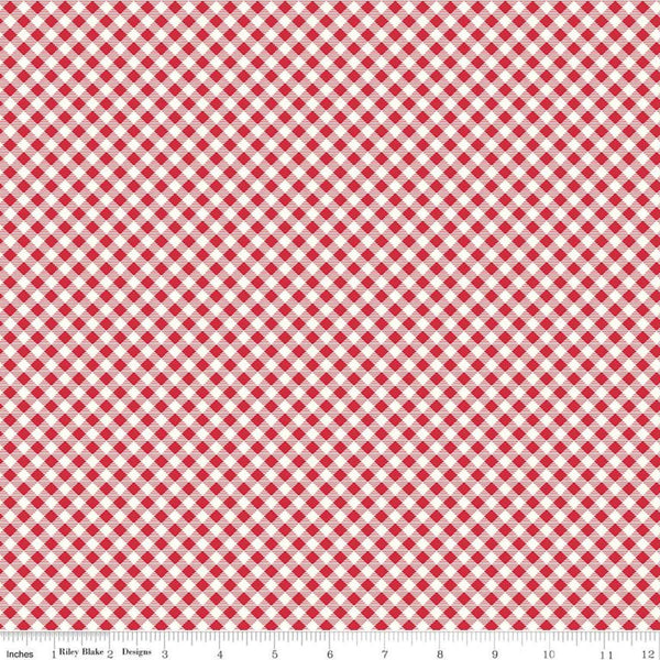 SALE Bee Ginghams Carolyn C12551 Red - Riley Blake Designs - 3/16" Diagonal Plaid Checks - Lori Holt - Quilting Cotton Fabric