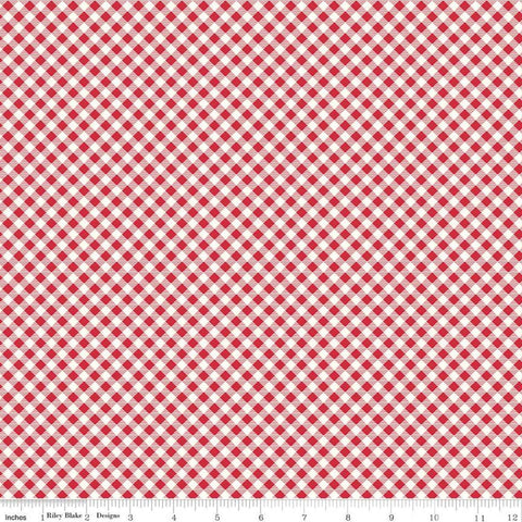 SALE Bee Ginghams Carolyn C12551 Red - Riley Blake Designs - 3/16" Diagonal Plaid Checks - Lori Holt - Quilting Cotton Fabric