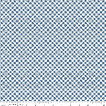 DEAL Bee Ginghams Carolyn C12551 Denim - Riley Blake Designs - 3/16" Diagonal Plaid Checks - Lori Holt - Quilting Cotton Fabric