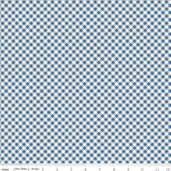 SALE Bee Ginghams Carolyn C12551 Denim - Riley Blake Designs - 3/16" Diagonal Plaid Checks - Lori Holt - Quilting Cotton Fabric