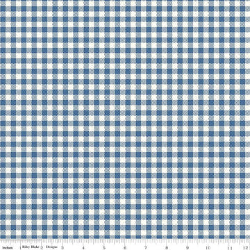 SALE Bee Ginghams ReNae C12552 Denim - Riley Blake Designs - 1/4" PRINTED Gingham Plaid Check - Lori Holt - Quilting Cotton Fabric