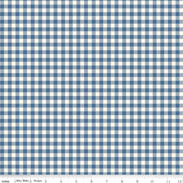 SALE Bee Ginghams ReNae C12552 Denim - Riley Blake Designs - 1/4" PRINTED Gingham Plaid Check - Lori Holt - Quilting Cotton Fabric