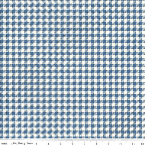 SALE Bee Ginghams ReNae C12552 Denim - Riley Blake Designs - 1/4" PRINTED Gingham Plaid Check - Lori Holt - Quilting Cotton Fabric