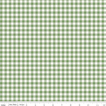 SALE Bee Ginghams ReNae C12552 Basil - Riley Blake Designs - 1/4" PRINTED Gingham Plaid Check - Lori Holt - Quilting Cotton Fabric