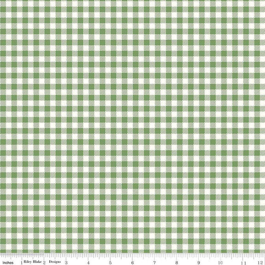 DEAL Bee Ginghams ReNae C12552 Basil - Riley Blake Designs - 1/4" PRINTED Gingham Plaid Check - Lori Holt - Quilting Cotton Fabric