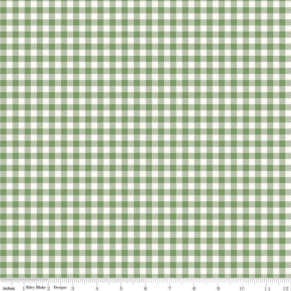 SALE Bee Ginghams ReNae C12552 Basil - Riley Blake Designs - 1/4" PRINTED Gingham Plaid Check - Lori Holt - Quilting Cotton Fabric