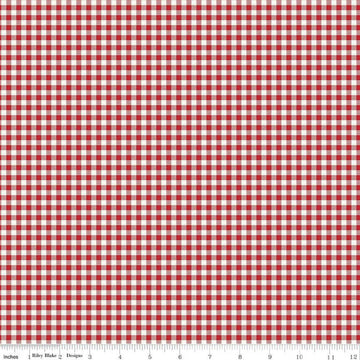 DEAL Bee Ginghams Tina C12553 Schoolhouse Red - Riley Blake Designs - 3/16" PRINTED Gingham Plaid Check - Lori Holt - Quilting Cotton Fabric