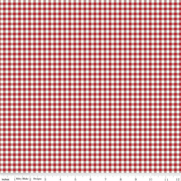 Bee Ginghams Tina C12553 Schoolhouse Red - Riley Blake Designs - 3/16" PRINTED Gingham Plaid Check - Lori Holt - Quilting Cotton Fabric