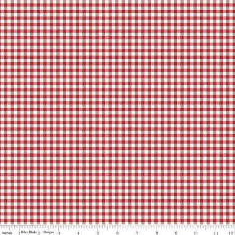 SALE Bee Ginghams Tina C12553 Schoolhouse Red - Riley Blake Designs - 3/16" PRINTED Gingham Plaid Check - Lori Holt - Quilting Cotton Fabric