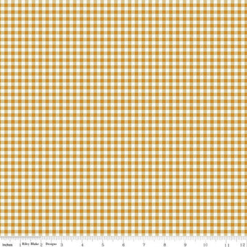 SALE Bee Ginghams Tina C12553 Butterscotch - Riley Blake Designs - 3/16" PRINTED Gingham Plaid Check - Lori Holt - Quilting Cotton Fabric
