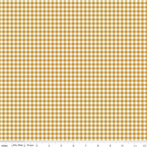 SALE Bee Ginghams Tina C12553 Butterscotch - Riley Blake Designs - 3/16" PRINTED Gingham Plaid Check - Lori Holt - Quilting Cotton Fabric