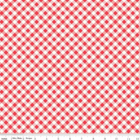 SALE Bee Ginghams Tammy C12554 Cayenne - Riley Blake - 1/4" PRINTED Gingham Diagonal Plaid Check - Lori Holt - Quilting Cotton Fabric