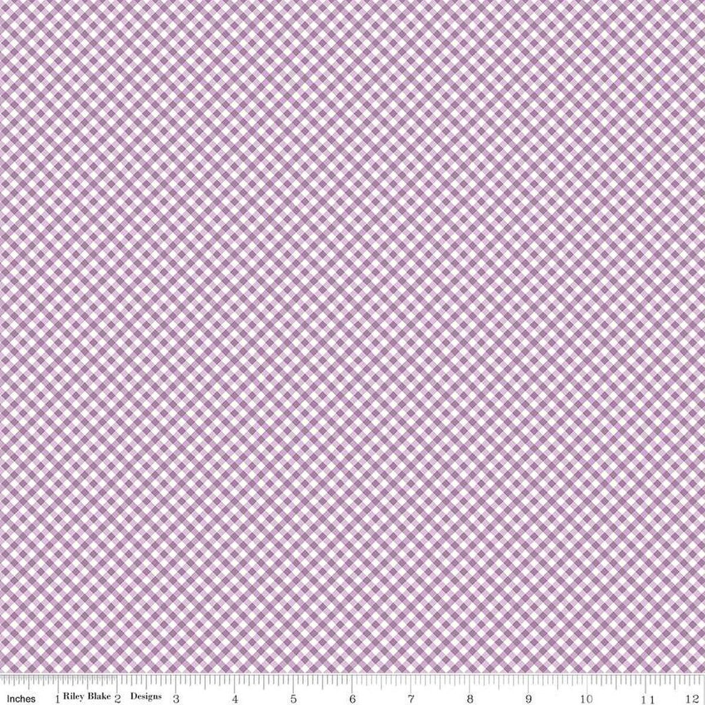 SALE Bee Ginghams Rebecca C12555 Plum - Riley Blake Designs - 1/8" PRINTED Gingham Diagonal Plaid Check - Lori Holt - Quilting Cotton Fabric