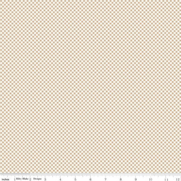 Bee Ginghams Kassidy C12557 Tea Dye - Riley Blake - 1/16" PRINTED Gingham Diagonal Plaid Check - Lori Holt - Quilting Cotton Fabric