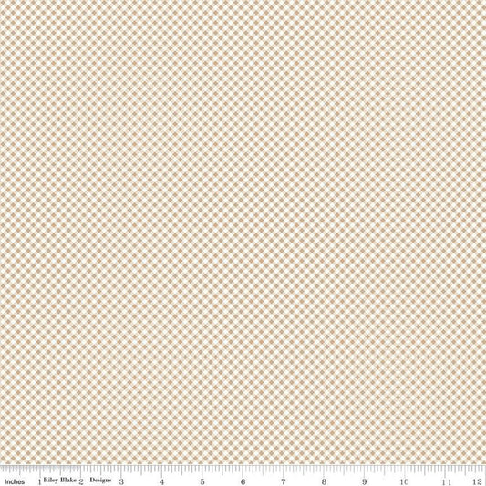 DEAL Bee Ginghams Kassidy C12557 Tea Dye - Riley Blake - 1/16" PRINTED Gingham Diagonal Plaid Check - Lori Holt - Quilting Cotton Fabric