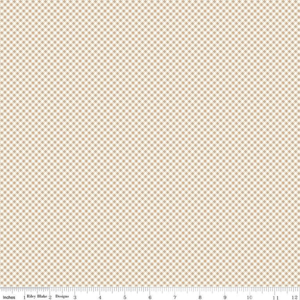 SALE Bee Ginghams Kassidy C12557 Tea Dye - Riley Blake - 1/16" PRINTED Gingham Diagonal Plaid Check - Lori Holt - Quilting Cotton Fabric