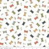 SALE Sew Much Fun Thread Spools C12452 White - Riley Blake Designs - Spools Flowers Sewing - Quilting Cotton Fabric