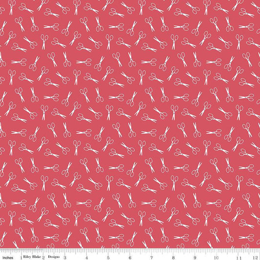 SALE Sew Much Fun Scissors C12453 Tea Rose - Riley Blake Designs - Sewing - Quilting Cotton Fabric