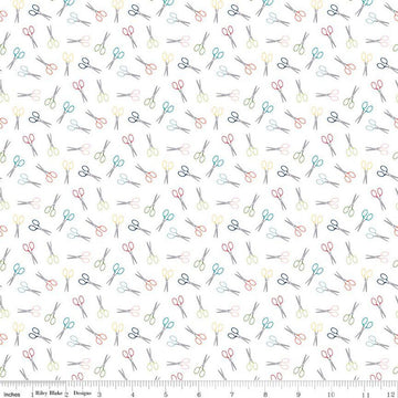 Sew Much Fun Scissors C12453 White - Riley Blake Designs - Sewing - Quilting Cotton Fabric