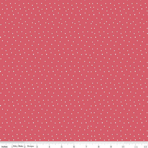 Fat Quarter End of Bolt - Sew Much Fun Dots C12455 Tea Rose by Riley Blake Designs - White Dots Dotted Polka Dot Sewing - Quilting Cotton