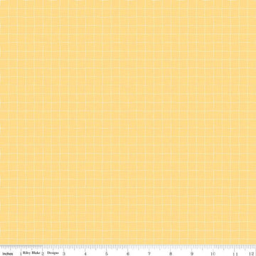 CLEARANCE Sew Much Fun Grid C12457 Sunshine - Riley Blake Designs - White Lines Geometric Sewing - Quilting Cotton Fabric