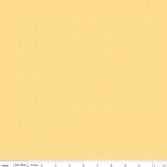 CLEARANCE Sew Much Fun Grid C12457 Sunshine - Riley Blake Designs - White Lines Geometric Sewing - Quilting Cotton Fabric