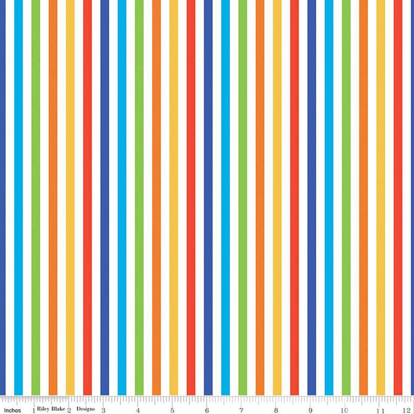 FLANNEL Blast Solar Stripes F12594 Multi - Riley Blake Designs - 1/4" Stripe Striped - FLANNEL Cotton Fabric