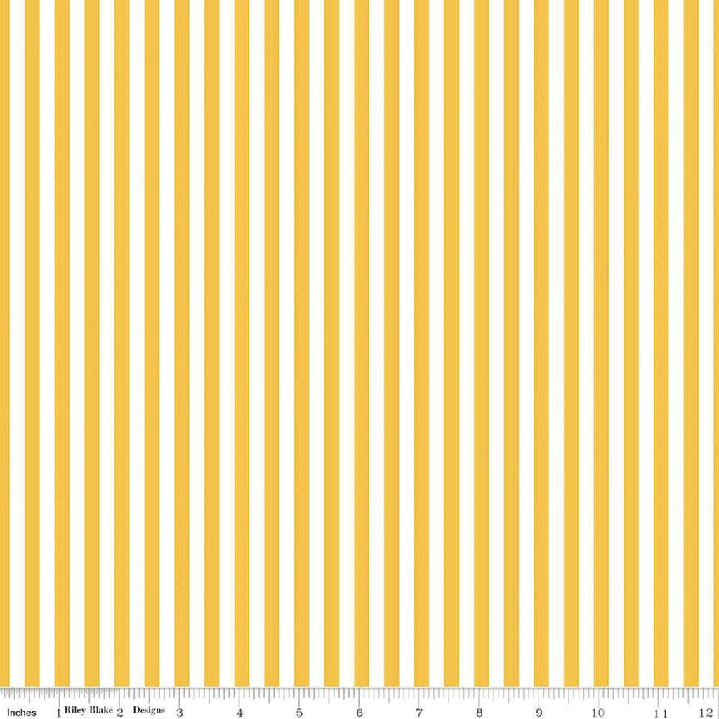 SALE FLANNEL Blast Solar Stripes F12594 Yellow - Riley Blake Designs - 1/4" Stripe Striped Yellow White - FLANNEL Cotton Fabric