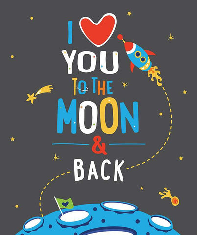 SALE FLANNEL Blast Off Panel FP12595 Charcoal by Riley Blake Designs - Space Love You to the Moon Spaceship - FLANNEL Cotton Fabric