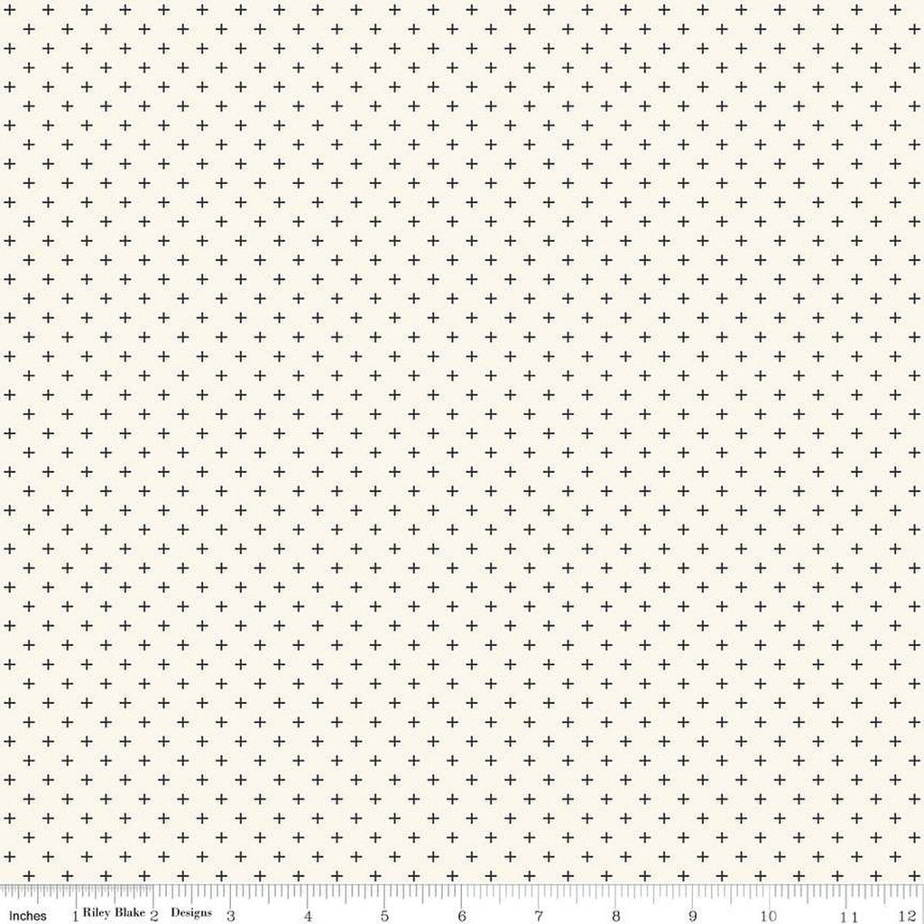 SALE Fleur Noire Criss-Cross C12525 Cream - Riley Blake Designs - Black Cream Geometric Plus Signs - Quilting Cotton Fabric
