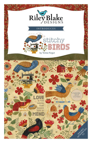 SALE Stitchy Birds Fat Quarter Bundle 23 pieces - Riley Blake Designs - Pre cut Precut - Folk Art - Quilting Cotton Fabric