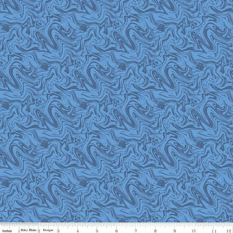 Fat Quarter End of Bolt Piece - Blue Jean Marbled C12721 Denim by Riley Blake Designs - Blue Marble - Quilting Cotton Fabric