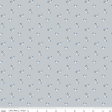Fat Quarter End of Bolt - SALE Blue Jean Ditzy C12722 Gray - Riley Blake Designs - Floral Flowers - Quilting Cotton Fabric