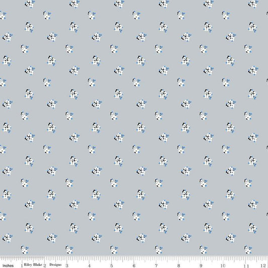 SALE Blue Jean Ditzy C12722 Gray - Riley Blake Designs - Floral Flowers - Quilting Cotton Fabric