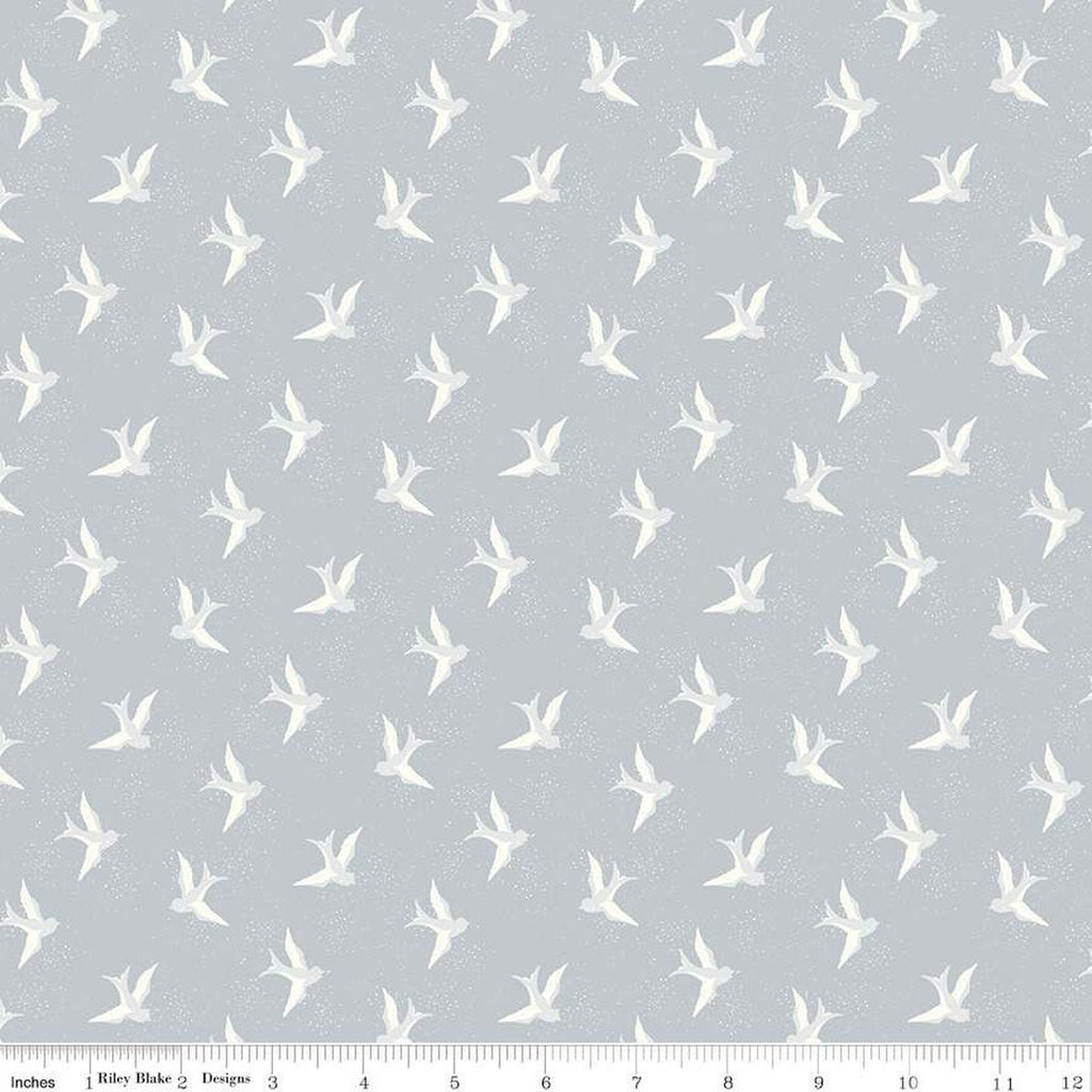 Fat Quarter End of Bolt - CLEARANCE Blue Jean Bird C12724 Gray by Riley Blake Designs - Birds Swallows - Quilting Cotton Fabric
