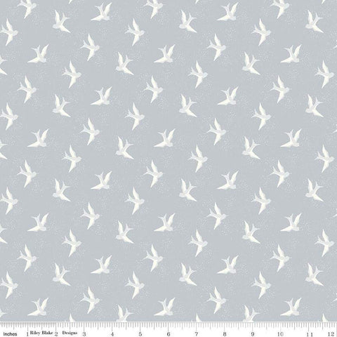 Fat Quarter End of Bolt - CLEARANCE Blue Jean Bird C12724 Gray by Riley Blake Designs - Birds Swallows - Quilting Cotton Fabric