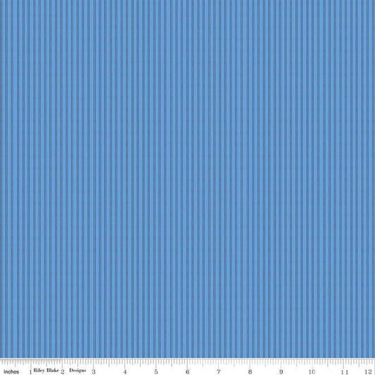 Blue Jean Stripe C12725 Blue - Riley Blake Designs - Stripes Striped - Quilting Cotton Fabric