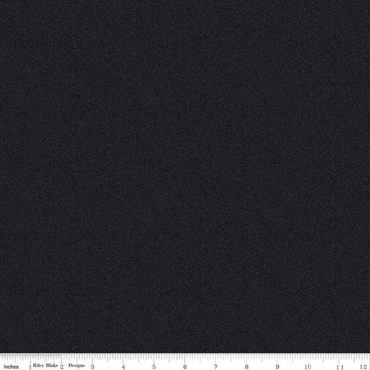 SALE Blue Jean Texture C12726 Black - Riley Blake Designs - Printed Denim-Like Semi-Solid - Quilting Cotton Fabric